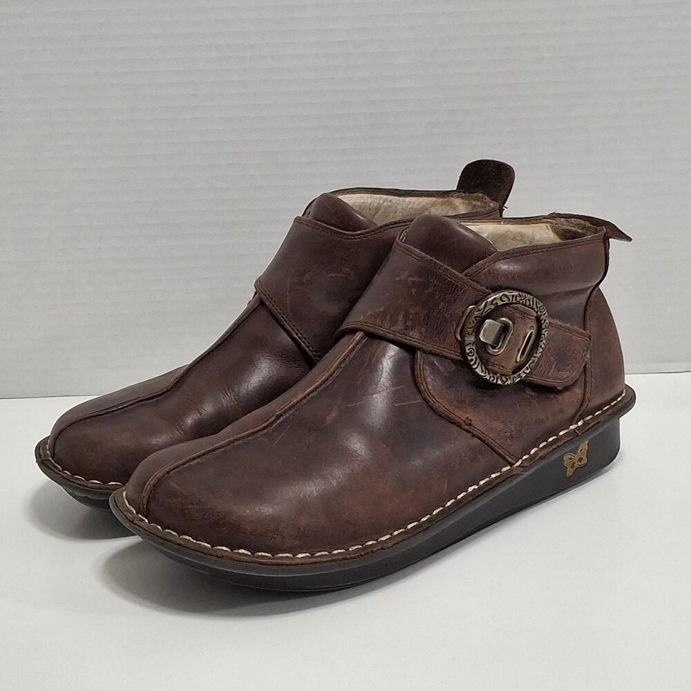 Alegria Boots Womens 38 Caiti Tawny Ankle Booties CAT-644 Brown Leather Buckle